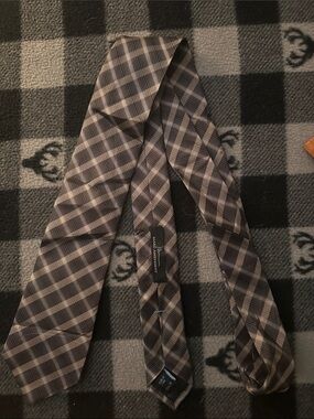 Marc Anthony Brown & Gray Plaid Silk Tie